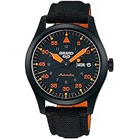 Seiko SRPH33 Men's Watch, 41-Hour Power Reserve, Stainless Steel Case, Black Nylon Strap, Blue and Orange Dial, Day/Date Display, 100m Water Resistant