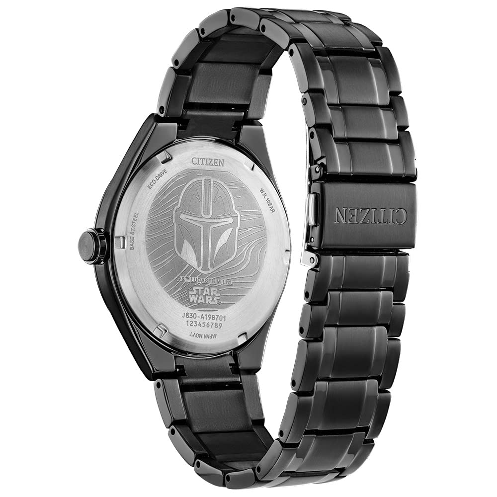 Citizen Eco-Drive Men's Star Wars Mandalorian Watch, Black IP Stainless Steel, 3-Hand, Luminous (Model: AW2045-57W)
