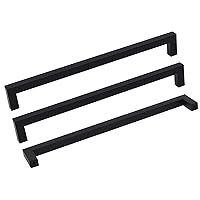 Goldenwarm 10 Pack Black Square Bar Cabinet Pull Drawer Handle Stainless Steel Modern Hardware for Kitchen and Bathroom Cabinets Cupboard,Center to Center 10in(256mm) Black Drawer Pulls