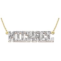RYLOS Necklaces For Women Gold Necklaces for Women & Men 925 Yellow Gold Plated Silver or Sterling Silver Personalized 0.25 CTW Diamond Block Nameplate Necklace Special Order, Made to Order Necklace