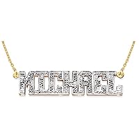 Rylos Necklaces For Women Gold Necklaces for Women & Men 925 Yellow Gold Plated Silver or Sterling Silver Personalized 0.25 CTW Diamond Block Nameplate Necklace Special Order, Made to Order Necklace