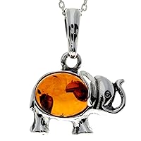 Genuine Baltic Amber & Sterling Silver Lucky Elephant Pendant without Chain - 1904A
