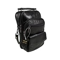 Lorenz Black Real Leather Shoulder Bag