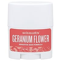 Schmidt's, Flower Sensitive Skin Natural Deodorant Stick Travel Size 0.7 ounces 19.8 grams, geranium, 2.8219 Ounce