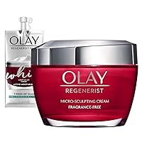 Olay Regenerist Micro-Sculpting Cream Face Moisturizer with Hyaluronic Acid & Niacinamide, Fragrance-Free, 1.7 oz, Includes Olay Whip Travel Size for Dry Skin Olay Regenerist Micro-Sculpting Cream Face Moisturizer with Hyaluronic Acid & Niacinamide, Fragrance-Free, 1.7 oz, Includes Olay Whip Travel Size for Dry Skin