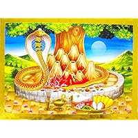 Snake of Lord Shiva Poster/Reprint Hindu God Picture with Golden Foil (Unframed : Size 5