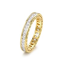 14K Gold Plated Cubic Zirconia Ring Stackable Eternity Bands Rings for Women