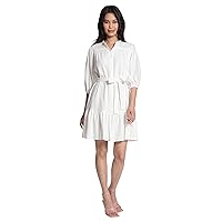 Maggy London Women's Petite Puff Elbow Sleeve Waist Tie Tiered Hem Mini Dress