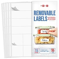 MESS Food Labels for Containers - Removable Labels for Kitchens (96-Pack) Erasable Labels for Organizing - Food Labels for Containers - Freezer and Fridge White Dry Erase Labels - Labels for Jars