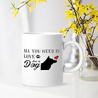 Ceramic Coffee Tea Cups Pet Dog Owner Gifts for Home Decor White 11OZ Pet Dog Silhouette Print Personalized New Home Owner Gift for Home Kitchen Office School