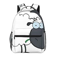 Casual Laptop Backpack Lightweight Sheep Canvas Backpack For Women Man Travel Daypack With Side Pocket