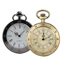 Vintage Pocket Watches for Men with Chains, Analog Pocketwatch for Women Roman No. Gifts for Dad/Grandpa Gifts for Him for Birthday