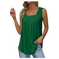 Women's Vest Fashion Casual Summer 2023 Pleated Sleeveless Round Neck Floral Print Loose Fit Beach Trendy Tank Tops