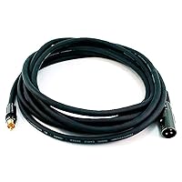 Monoprice XLR Male to RCA Male Cable - 15 Feet - Black, 16AWG Shielded Twisted Pair Oxygen-Free Copper Braid Conductors, E21 Gold Plated Connectors - Premier Series