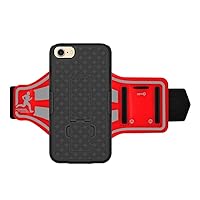 Amzer Sports Running Workout Armband Slim Hard Shell Case With Night Safety Reflective Large Strap for Apple iPhone 8 - Red
