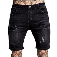 Shorts for Men Cargo Shorts Jean Shorts Ripped Short Trousers Summer Jeans Washed Distressed Stretch Denim Shorts