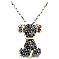 0.50Ct Round Cut Black Diamond 925 Sterling Silver 14K Rose Gold Over Diamond Dog Pendant Necklace for Women's