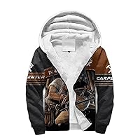 Worker 3D Print Winter Clothing Casual Warm Hood Thick Coat Zipper Man Fleece Hoodies Jacket