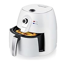OVENTE Compact Air Fryer, 3.2 Quart Electric Hot Cooker with 1400W Power, Adjustable Temperature, Auto Shutoff, Dishwasher Safe Non-Stick Basket, Perfect for Healthy and Oilless Food, White FAM21302W
