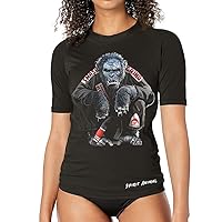 Women's Spirits Animal Short Sleeve Sports Wicking T-Shirt Rash Guard for MMA BJJ Wrestling