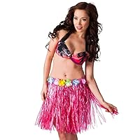 10102666 52420 Hawaiian Hula Skirt 45 cm Pink, Rose
