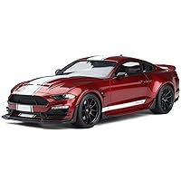 GT Spirit 2021 Shelby Super Snake Coupe Red Metallic with White Stripes 1/18 Model Car GT397