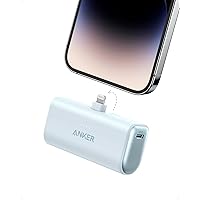Anker Nano Portable Charger for iPhone, with Built-in MFi Certified Lightning Connector, Power Bank 5,000mAh 12W, Compatible with iPhone 14/14 Pro / 14 Plus, iPhone 13 and 12 Series (Blue)