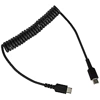 StarTech.com 20in (50cm) USB C Charging Cable, Coiled Heavy Duty Fast Charge & Sync USB-C Cable, USB 2.0 Type-C Cable, Rugged Aramid Fiber, Durable Male to Male USB Cable, Black (R2CCC-50C-USB-CABLE)