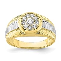 10k With Rhodium CZ Cubic Zirconia Simulated Diamond Mens Ring Size 9.50 Jewelry Gifts for Men