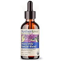 More Milk Special Blend (2 Ounce Tincture) Herbal Lactation Supplement w/Goat’s Rue to Build Breast Tissue & Support Breast Milk Supply—USDA Certified Organic, Vegan, Kosher, Soy-Free