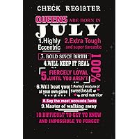 Check Register :Queens Are Born in July: Gifts for Friends:Simple Check Register Checkbook Registers Check and Debit Card Register 6 Column Payment ... Account Tracker Check Log Book,Birthday Gifts