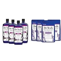 Dr Teal's Foaming Bath with Pure Epsom Salt, Black Elderberry with Vitamin D, 34 fl oz (Pack of 4) (Packaging May Vary) & Pure Epsom Salt, Soothe & Sleep with Lavender, 3 lb (Pack of 4)