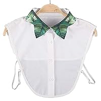 LANGUGU Stylish Detachable Half Shirt Blouse False Collar Palm Green Leaves Pattern Chiffon Fake Collar