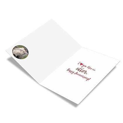 NobleWorks - Funny Anniversary Greeting Card - Romantic Spouse Humor, Married Couples Anniversary Notecard - Significant Otters C5528ANG