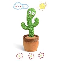 Dancing Cactus Kids Toy Mimicking Recording Repeating What You Say and Sing Talking Cactus Toys Musical Plush Toys with English Songs and LED Light Smart Toy for Baby Boys and Girls Gifts DC001