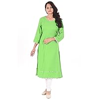 Women's Nice Kurti Casual Girl's Long Frock Suit Solid Plain Green Color Maxi Gown Dress Top Plus Size