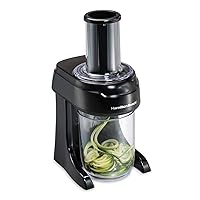 Hamilton Beach 3-in-1 Electric Vegetable Spiralizer for Veggie Noodles, Zoodle Maker & Slicer With 3 Cutting Cones for Spaghetti, Linguine, and Ribbons, 6-Cups, Black (70930)