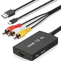HDMI to RCA Converter, HDMI to RCA Adapter Composite Video Audio HDMI to AV, Support PAL/NTSC for TV DVD PS2 PS3 VHS Wii BlueRay