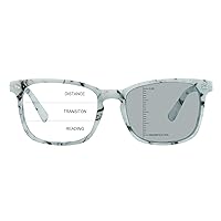 Vintage Square Progressive Multifocal Presbyopic Glasses, Photochromic Gray Sunglasses for Men Women Readers