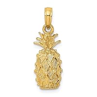 14k Gold 3 d Pineapple Pendant Necklace Measures 16.7x7.7mm Wide 0.7mm Thick Jewelry for Women