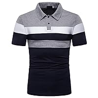 Slim Fit Business Casual Polos T-Shirts for Men Oversized Button Down Patchwork Tennis Tee Shirts Basic Golf Shirt S-5XL