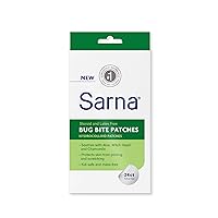 Sarna Bug Bite Patches - Peel & Stick Hydrocolloid Patches with Aloe, Witch Hazel & Chamomile - Kid-Safe, Vegan, Steroid-Free, Latex-Free, Single-Use Patches, TSA- Friendly, 24ct 2
