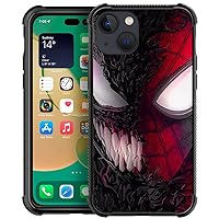 Henok Compatible with iPhone 13 Case,HS Black Hero Red Spider Retro Design with Anti Slip Shockproof Bumper PC Backplane Protection Soft Silicone TPU Protective Case for iPhone 13