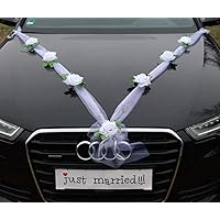 Autoschmuck Organza M garland with roses for bride and groom / wedding car decoration