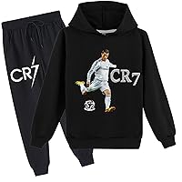 Football Star Hoodie Boy Graphic Hoodie and Sweatpants Suit Hooded Pullover Tops for Kid Boy