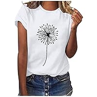 Summer Women Cute Graphic Tshirt Tops Ladies Casual Trendy Loose Fit Blouses Tee Short Sleeve Crewneck Comfy Pullover