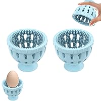 Egg Brush Cleaner, Egg Scrubber for Fresh Eggs, Silicone Egg Washer Machine Tool, Egg Spinning Cleaner Brush, Multifunctional Egg Scrubber,Egg Washer Brush for Cleaning Fresh Eggs (Blue, 2 PCS)