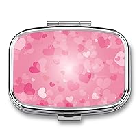 Pill Box Pink Heart Square-Shaped Medicine Tablet Case Portable Pillbox Vitamin Container Organizer Pills Holder with 3 Compartments