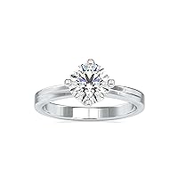 Kiara Gems 1.80 Carat Round Moissanite Engagement Ring Wedding Ring Eternity Band Vintage Solitaire Halo Setting Silver Jewelry Anniversary Promise Vintage Ring Gift for Her
