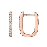 PAVOI 14K Gold Plated 925 Sterling Silver Cubic Zirconia Huggie Earrings | U-Shaped Snake Solitaire Small Round Huggie Stud Fashion Hoop Earrings for Women